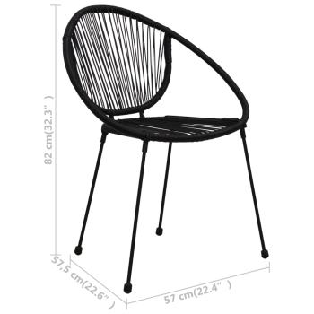 3-tlg. Garten-Essgruppe PVC Rattan Schwarz