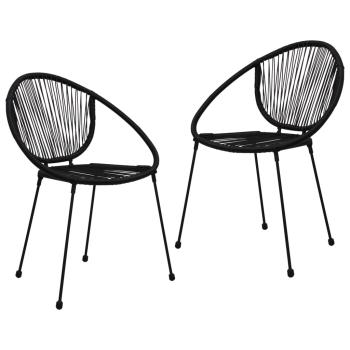 3-tlg. Garten-Essgruppe PVC Rattan Schwarz