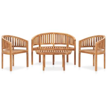 4-tlg. Garten-Lounge-Set Massivholz Teak