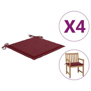 Gartenstuhl-Kissen 4 Stk. Weinrot 50x50x3 cm Oxford-Gewebe