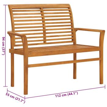 Gartenbank mit Anthrazit Auflage 112 cm Massivholz Teak 