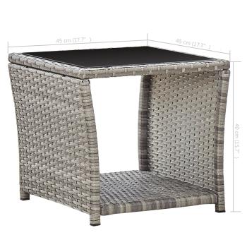 3-tlg. Garten-Lounge-Set mit Kissen Poly Rattan Grau