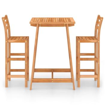 3-tlg. Gartenbar-Set Massivholz Akazie