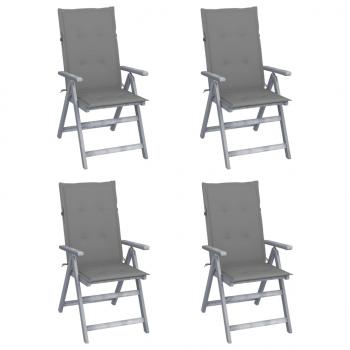 ARDEBO.de - Verstellbare Gartenstühle 4 Stk. mit Auflagen Massivholz Akazie