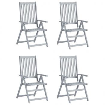Verstellbare Gartenstühle 4 Stk. mit Auflagen Massivholz Akazie