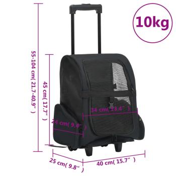 Trolley für Haustiere 3-in-1 Faltbar Schwarz