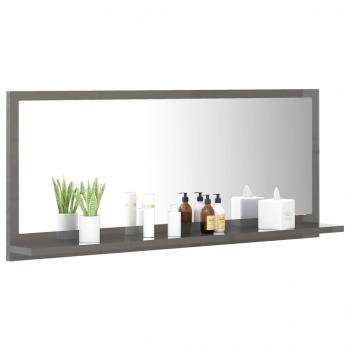 Badspiegel Hochglanz-Grau 90x10,5x37 cm Holzwerkstoff