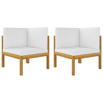 7-tlg. Garten-Lounge-Set mit Kissen Cremeweiß Massivholz Akazie