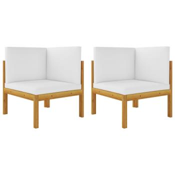 7-tlg. Garten-Lounge-Set mit Kissen Cremeweiß Massivholz Akazie