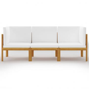 3-Sitzer-Gartensofa mit Kissen Massivholz Akazie
