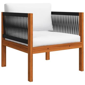 10-tlg. Garten-Lounge-Set mit Kissen Cremeweiß Massivholz Akazie