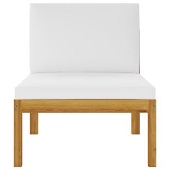 10-tlg. Garten-Lounge-Set mit Kissen Cremeweiß Massivholz Akazie