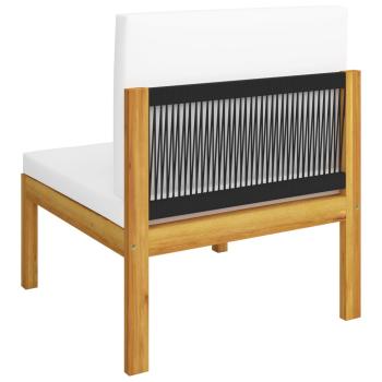 4-tlg. Garten-Lounge-Set mit Kissen Cremeweiß Massivholz Akazie