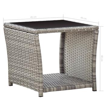 3-tlg. Garten-Lounge-Set mit Kissen Poly Rattan Grau