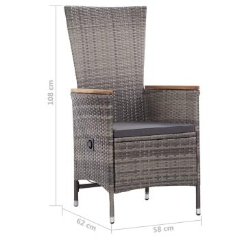 3-tlg. Garten-Lounge-Set mit Kissen Poly Rattan Grau