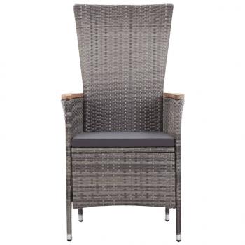3-tlg. Garten-Lounge-Set mit Kissen Poly Rattan Grau