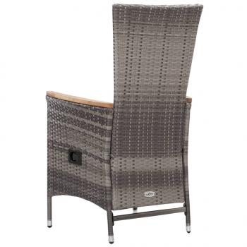 3-tlg. Garten-Lounge-Set mit Kissen Poly Rattan Grau