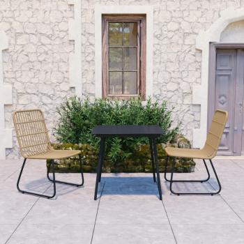 ARDEBO.de - 3-tlg. Garten-Essgruppe Poly Rattan und Glas