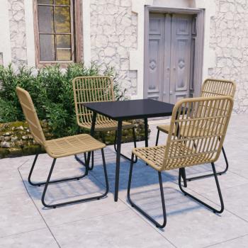 ARDEBO.de - 5-tlg. Garten-Essgruppe Poly Rattan und Glas