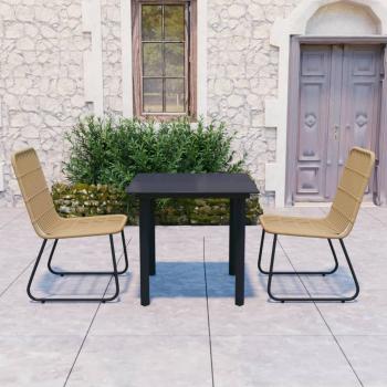 ARDEBO.de - 3-tlg. Garten-Essgruppe Poly Rattan und Glas