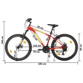 Mountainbike 21 Gang 27,5 Zoll Rad 38 cm Rot
