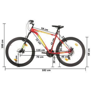 Mountainbike 21 Gang 27,5 Zoll Rad 42 cm Rot