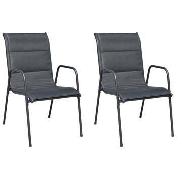 ARDEBO.de - Stapelbare Gartenstühle 2 Stk. Stahl und Textilene Schwarz