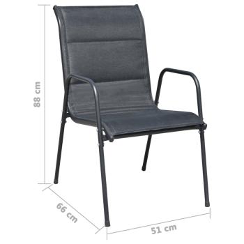 Stapelbare Gartenstühle 2 Stk. Stahl und Textilene Schwarz