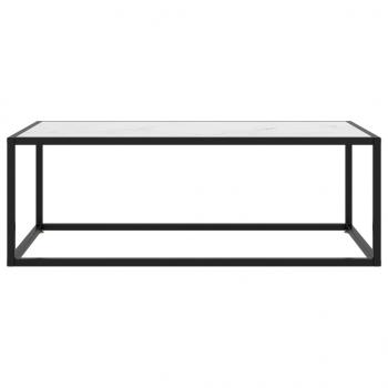 Couchtisch Schwarz mit Weißem Glas in Marmor-Optik 100x50x35 cm