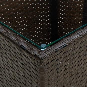 Beistelltisch Braun 41,5x41,5x44 cm Poly Rattan und Hartglas 