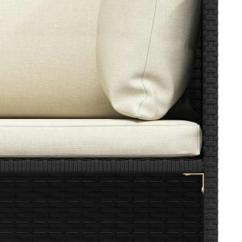 3-Sitzer-Gartensofa mit Auflagen Schwarz Poly Rattan