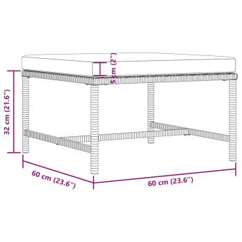 3-tlg. Garten-Sofagarnitur mit Auflagen Schwarz Poly Rattan