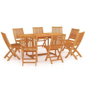 9-tlg. Garten-Essgruppe Massivholz Teak