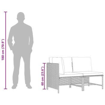 2-tlg. Garten-Sofagarnitur mit Auflagen Schwarz Poly Rattan