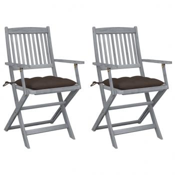 ARDEBO.de - Klappbare Gartenstühle 2 Stk. mit Kissen Massivholz Akazie