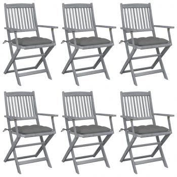 ARDEBO.de - Klappbare Gartenstühle 6 Stk. mit Kissen Massivholz Akazie