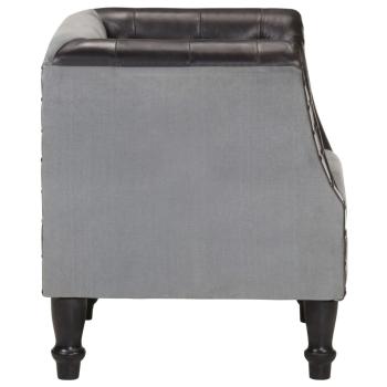 ARDEBO.de - Sessel Schwarz Echtleder und Massivholz Mango 