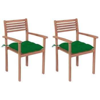 ARDEBO.de - Gartenstühle 2 Stk. mit Grünen Kissen Massivholz Teak