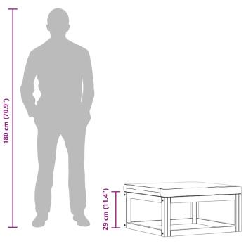 Fußhocker mit Cremeweißem Polster Akazie Massivholz