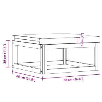 Fußhocker mit Cremeweißem Polster Akazie Massivholz