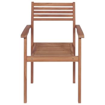 Gartenstühle 4 Stk. mit Cremeweißen Kissen Massivholz Teak