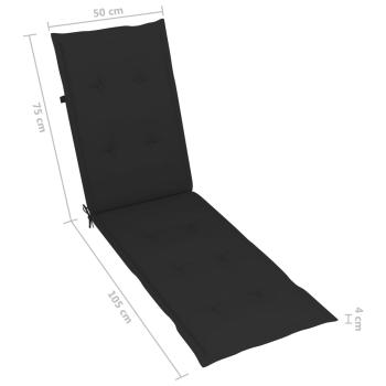 Liegestuhl mit Fußstütze und Auflage Akazie Massivholz