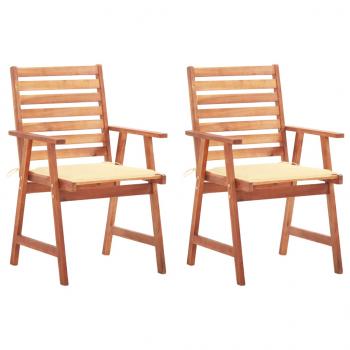 ARDEBO.de - Garten-Essstühle 2 Stk. mit Kissen Massivholz Akazie