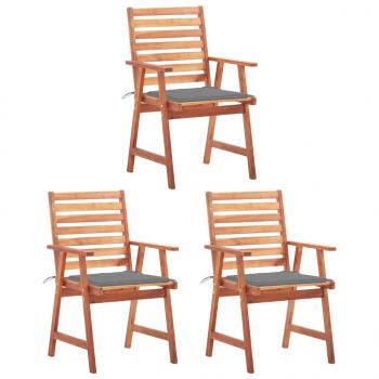 ARDEBO.de - Garten-Essstühle 3 Stk. mit Kissen Massivholz Akazie 