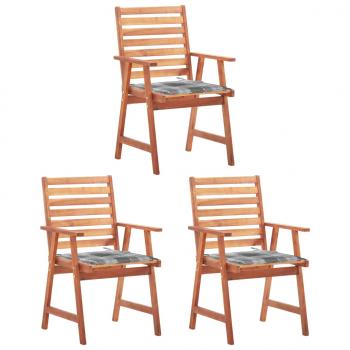ARDEBO.de - Garten-Essstühle 3 Stk. mit Kissen Massivholz Akazie 