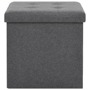 Hocker mit Stauraum 2 Stk. Dunkelgrau Leinenoptik