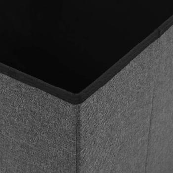 Hocker mit Stauraum 2 Stk. Dunkelgrau Leinenoptik
