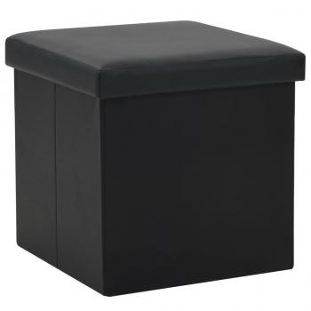 ARDEBO.de - Hocker mit Stauraum Schwarz Kunstleder