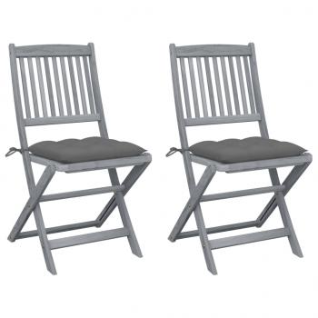 ARDEBO.de - Klappbare Gartenstühle 2 Stk. mit Kissen Massivholz Akazie