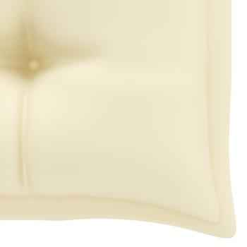Gartenbank mit Cremeweißer Auflage 112 cm Massivholz Teak 